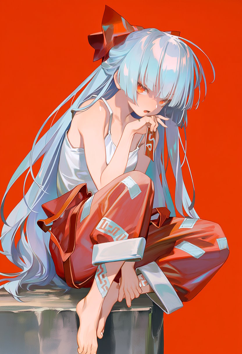 1girl,  fujiwara no mokou,  long hair by silvermoong on Tensor.Art