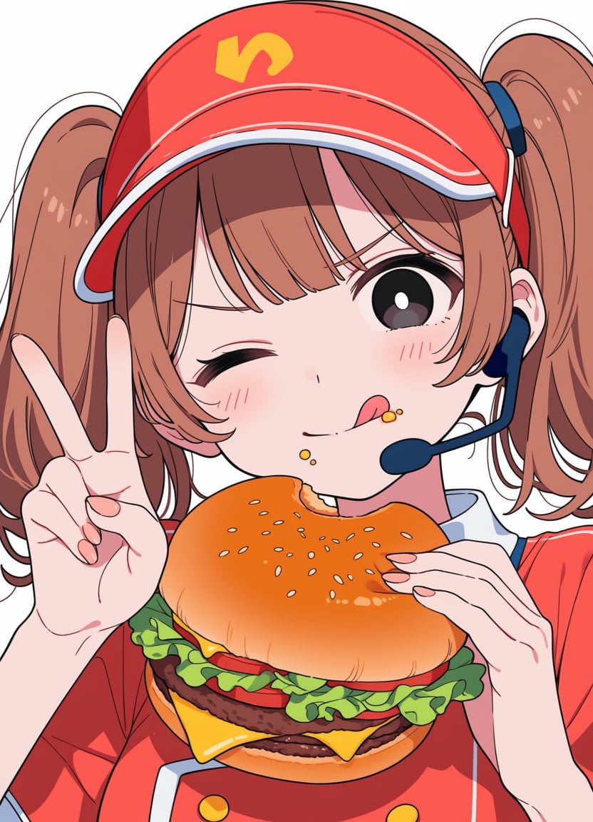 1girl,  brown hair,  one eye closed by Rin_x0 on Tensor.Art