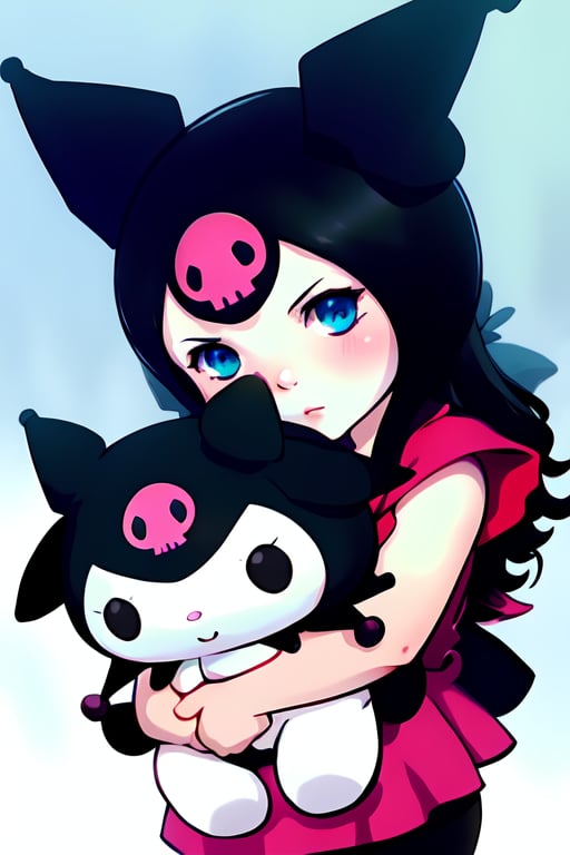 a girl holding a plush toy of kuromi,  illustration by Greg rutkowski,  yoji shinkawa by ArtyEmolga (OLD) on Tensor.Art