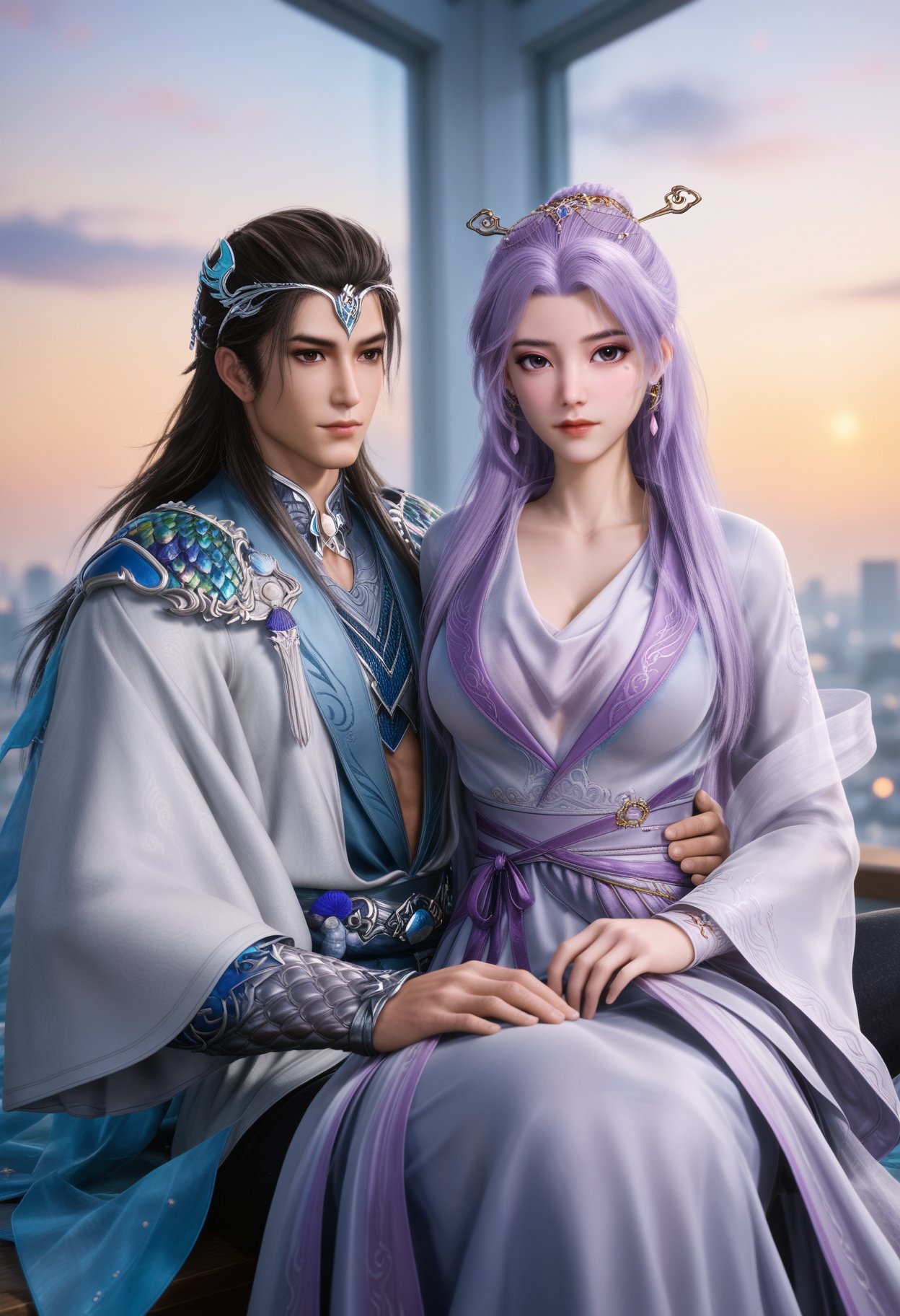 hug,  1girl,  long hair by 漫 on Tensor.Art