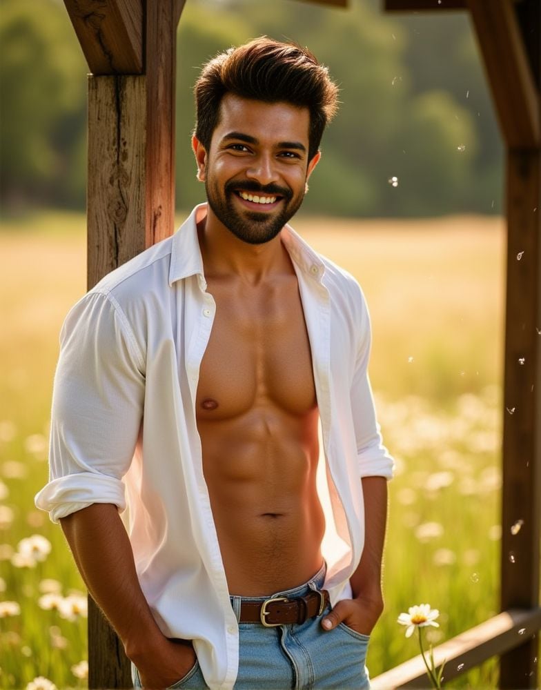 ram charan ,  hairy chests and abs,  multiple pose positions by HottiesnHotties on Tensor.Art