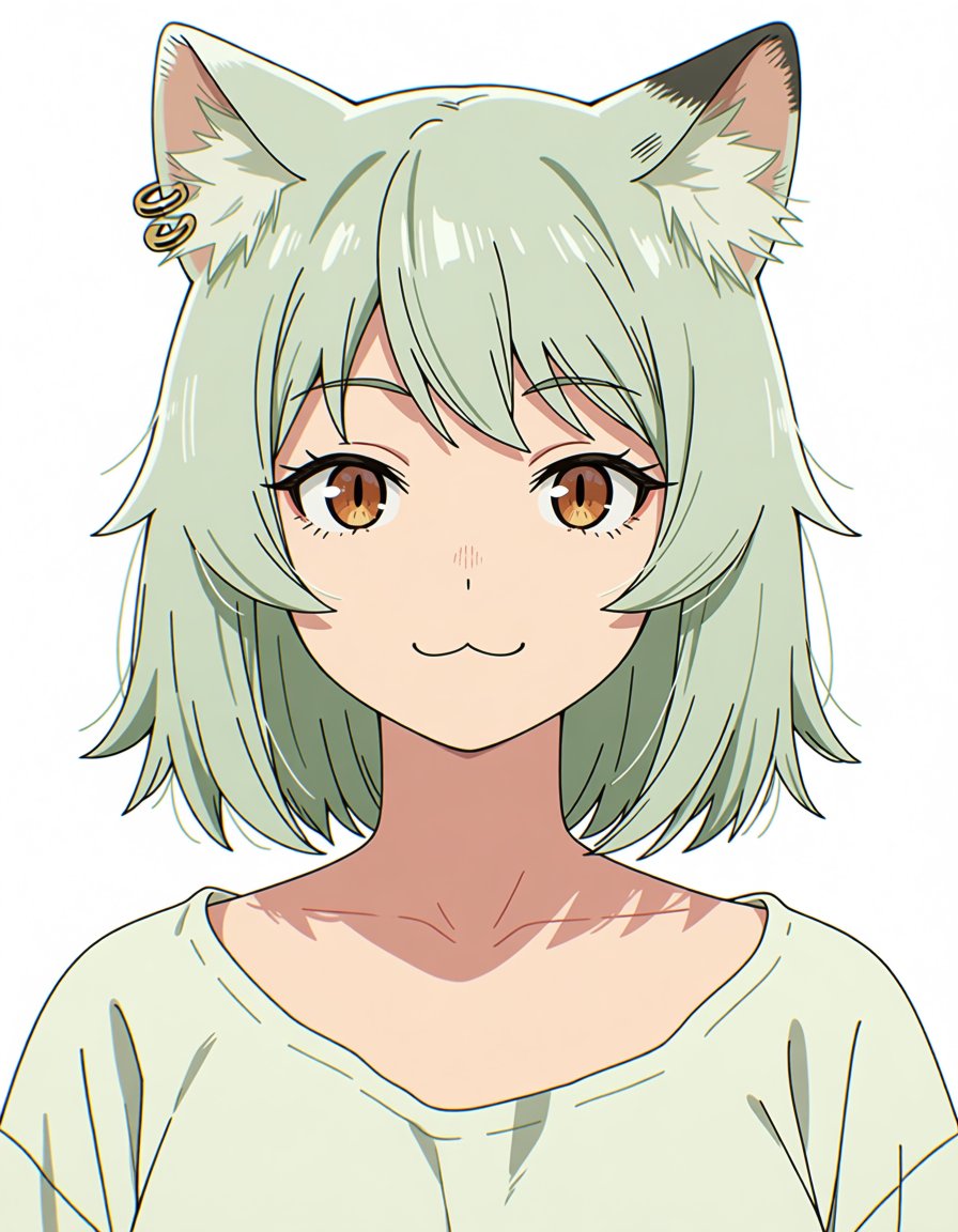 yaniko satou (yaki neko),  short hair,  green hair by soralz on Tensor.Art