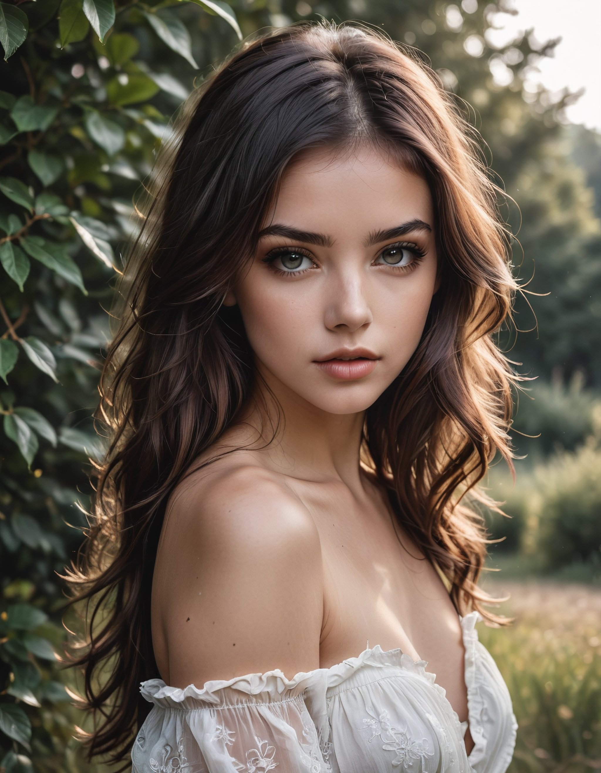 realistic photoshoot of a beautiful brunette