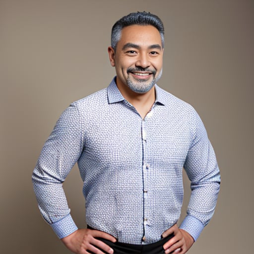 1boy, beard, black footwear, blurry background, facial hair, hands on hips, handsomearabian, male focus, mustache, parody, realistic, simple background, smile, solo, standing, white background