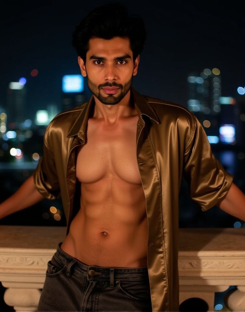 Rohit Khandelwal ,  direct eye contact,  six pack abs by HottiesnHotties on Tensor.Art