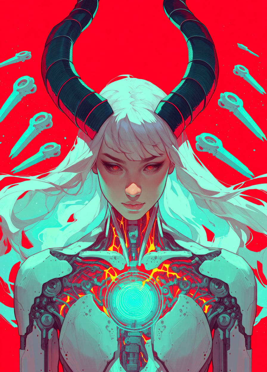 Quality & Style: masterpiece,  ultra-detailed anime sci-fi horror,  biomechanical demon couture by KDess on Tensor.Art