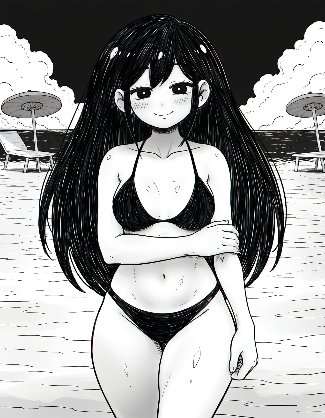 1girl,  beach,  beach umbrella by user_874754251056777575 on Tensor.Art