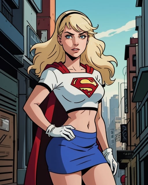 Graphic novel style illustration of upper body,  hairband,  supergirl by user_682614408349774 on Tensor.Art