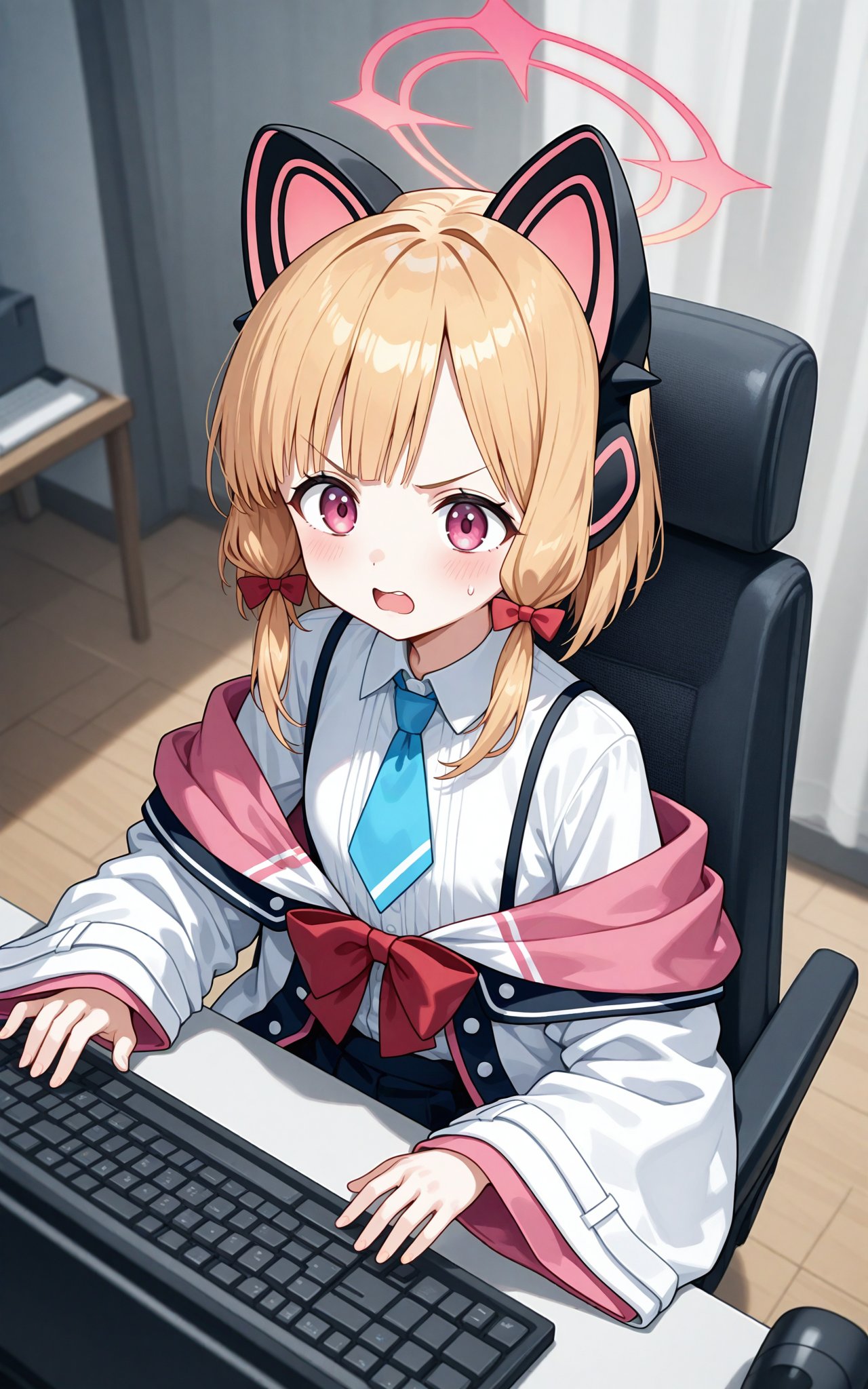 1girl,  momoi \(blue archive\),  typing on keyboard by Nenel_SSJBlue on Tensor.Art
