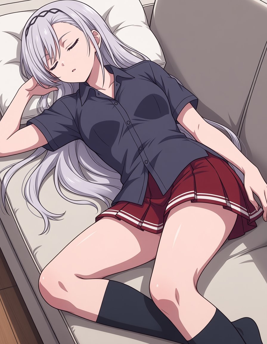 1girl,  sleeping,  sofa by soralz on Tensor.Art