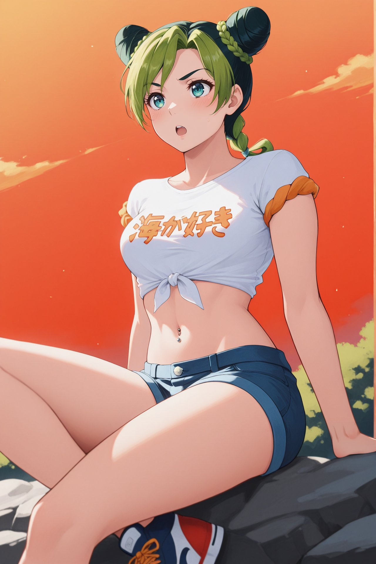 kujo jolyne,  black hair,  blue eyes by Farfegnugen on Tensor.Art