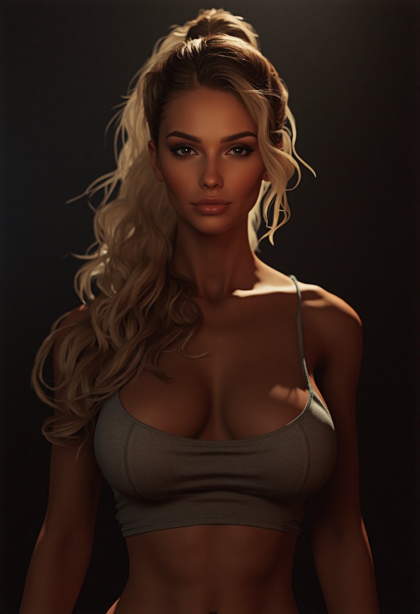 FO4ENB,  An ultra-high definition and high detailed CGI portrait of a blonde woman professional model with a single ponyta...