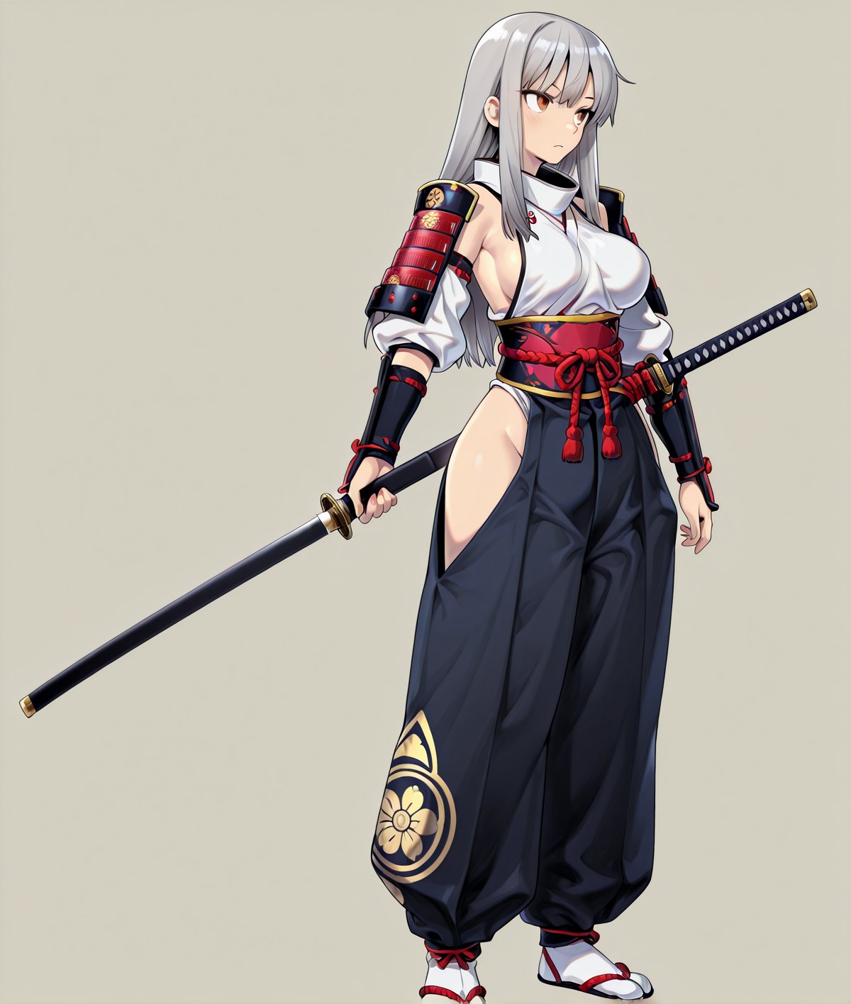 Nanashi_Style,  simple background1girl,  japanese armor by HaZE on Tensor.Art