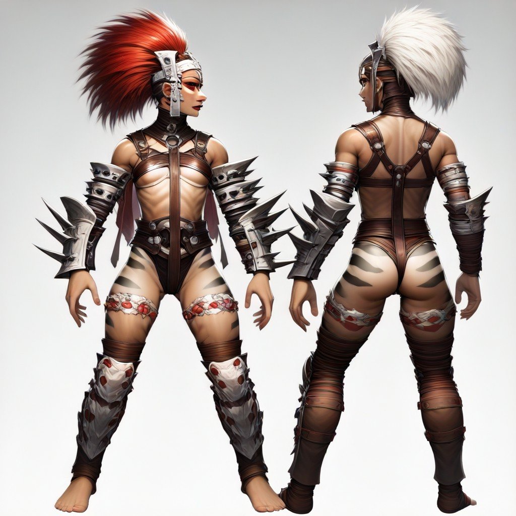 ferra,  in back off,  red and white mohawk crest by Derracias35 on Tensor.Art