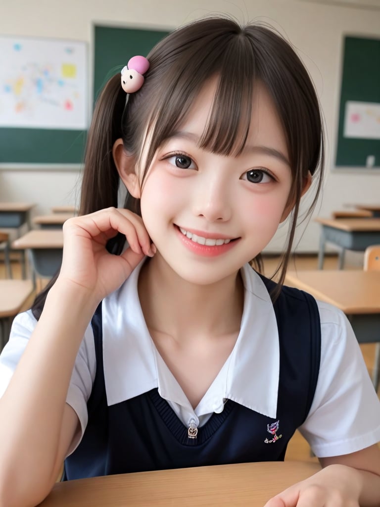 ((score_9, realistic)), ((face focus)), ((fair skin)), ((skinny)), 1girl, one side up, hair ornament, idol, jpop, kpop, belle, pretty, petite, parted lips, light smile, school, classroom, <lora:ADetailerNetidolFace_pony:0.5>,