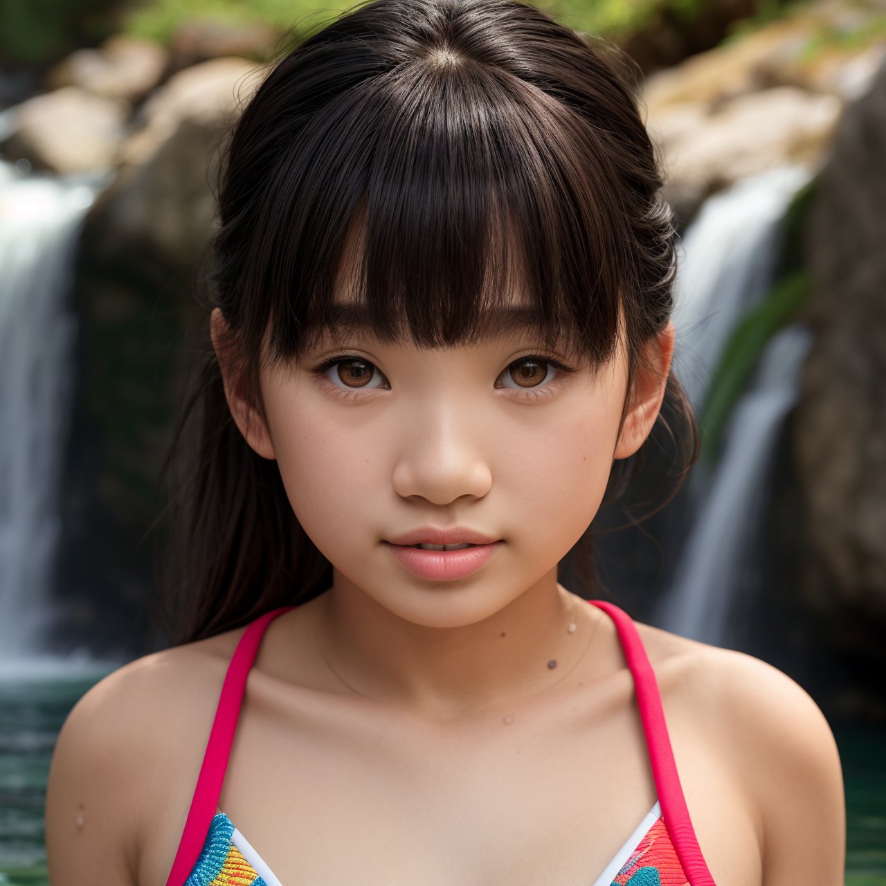 (masterpiece:1.3), HD quality, HD, HQ, 4K, dolly short of stunning (AIDA_LoRA_rei2009:1.05) <lora:AIDA_LoRA_rei2009:0.75> in a swimsuit in a waterfall, sunlight, outdoors, little asian girl, pretty face, naughty, dramatic, insane level of details, intricate pattern, studio photo, studio photo, kkw-ph1, hdr, f1.6, (colorful:1.1)