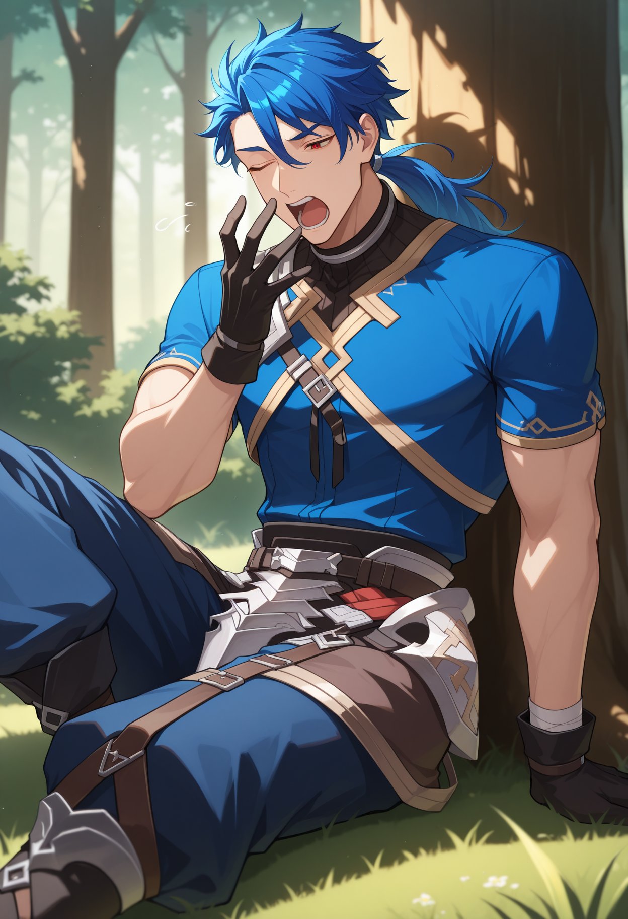 1boy,  Cuchula1nnPrototype,  blue hair by RandeiTheWitch on Tensor.Art