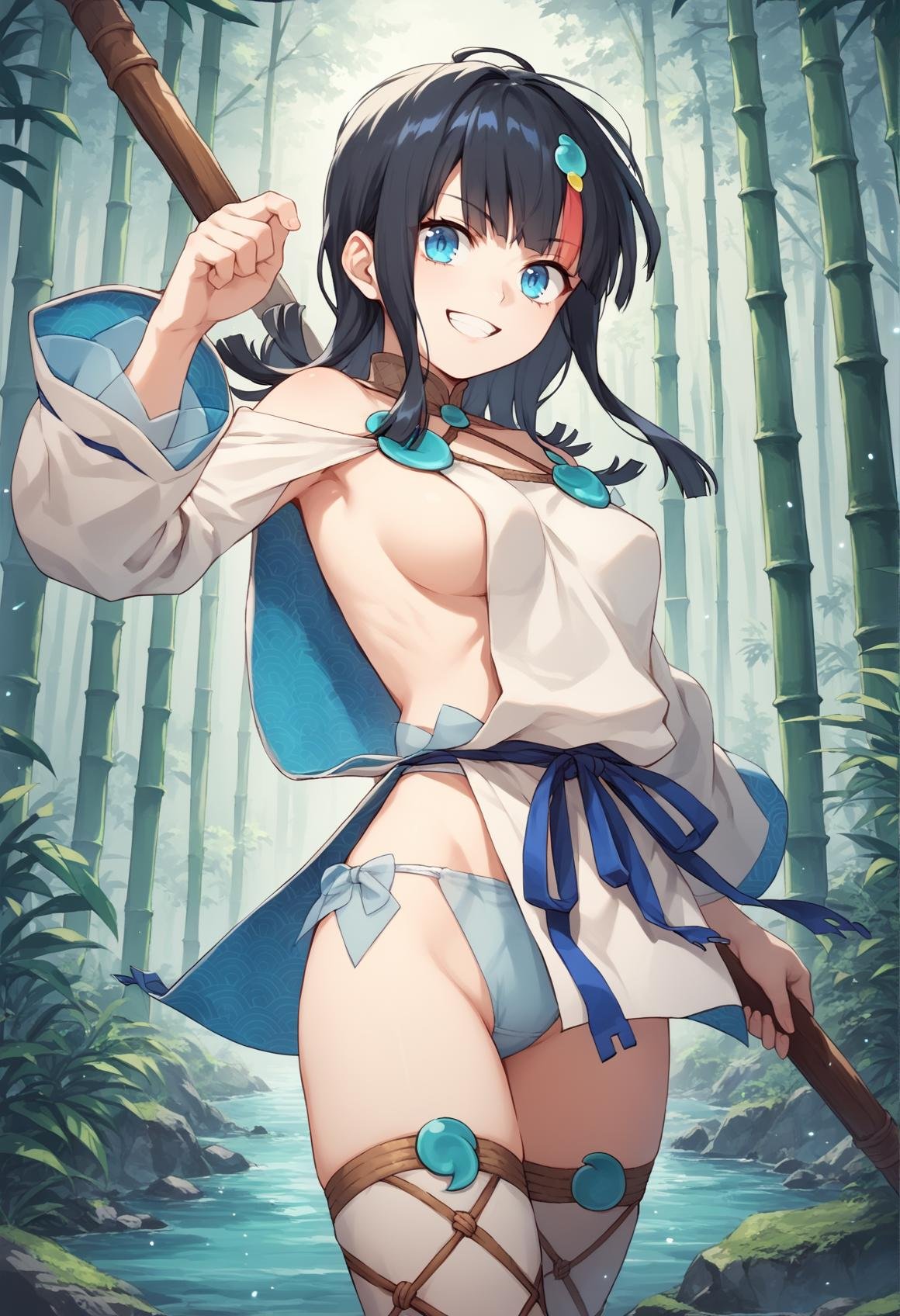 1girl,  black hair,  streaked hair by Ttan on Tensor.Art