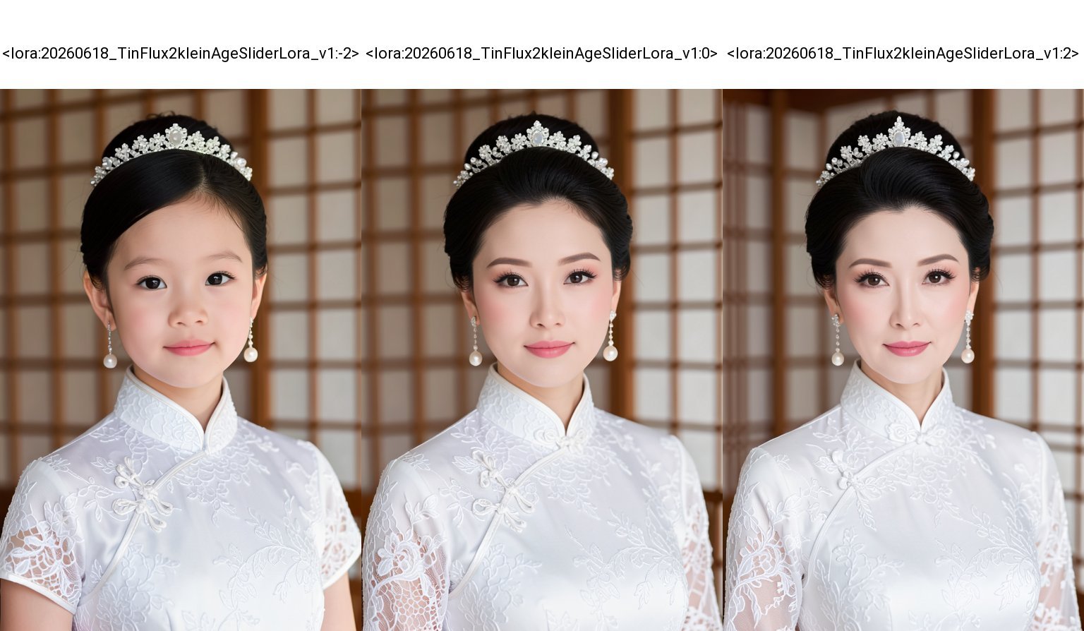 This is a photograph of an Asian woman with fair skin,  wearing a traditional white Chinese cheongsam dress adorned with i...