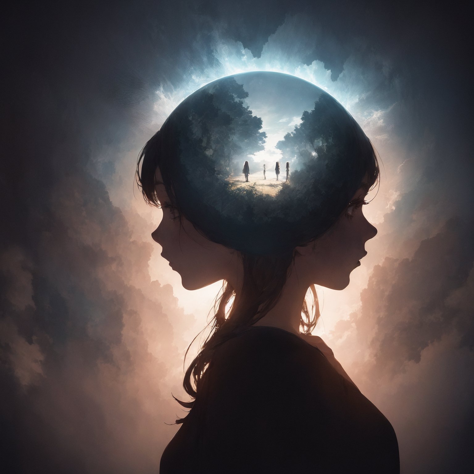 (photorealistic:1.2), young beautiful womanBREAK, double exposure, layered images, merged visuals, evocative storytelling, dreamlike atmosphere, creative blending, thought-provoking composition