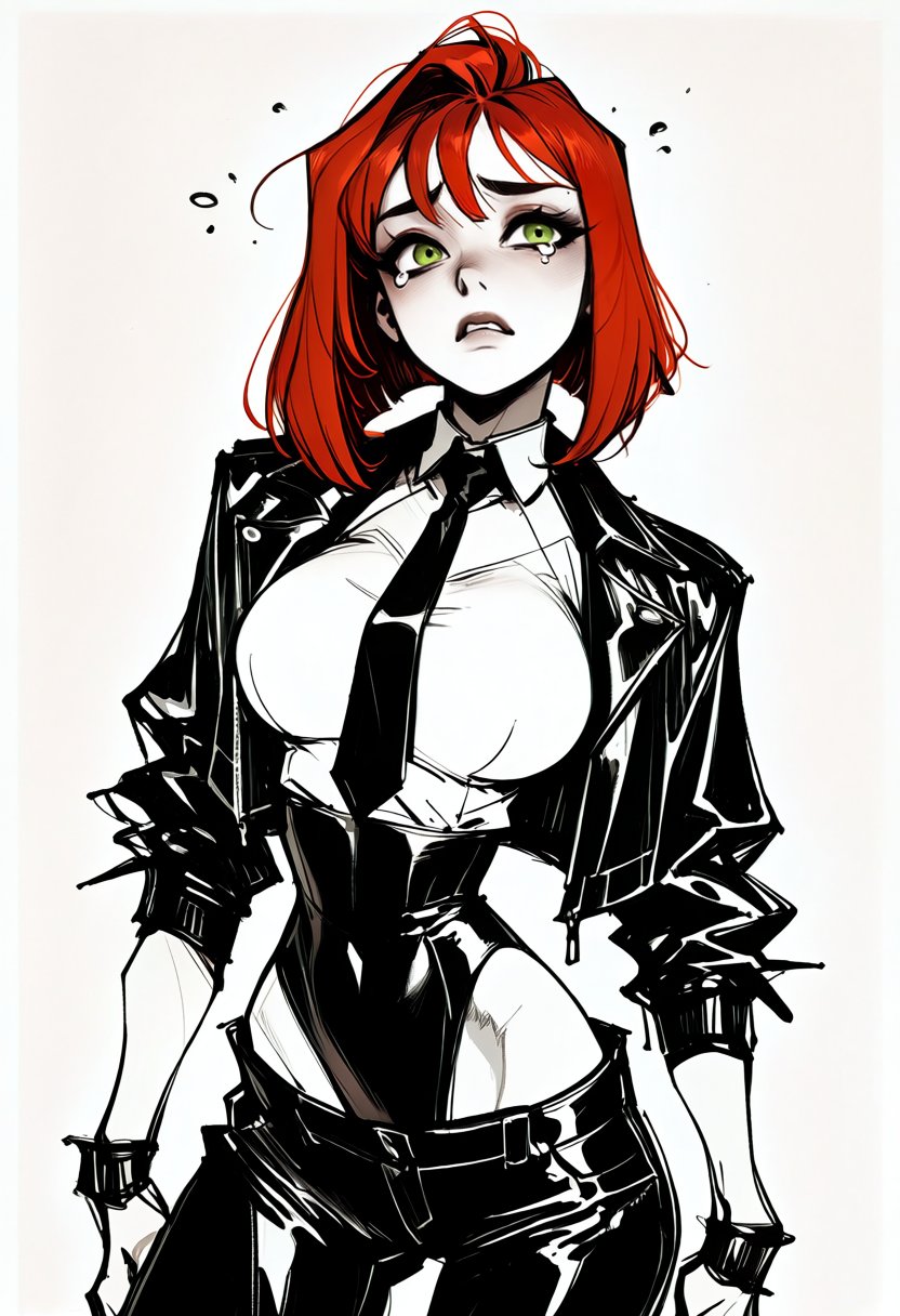 monochrome,  partially colored,  sketch by inknoir on Tensor.Art