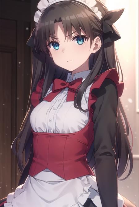 rintohsaka, <lora:rin tohsaka prisma s2s3-lora-nochekaiser:1>,rin tohsaka, long hair, black hair, two side up, aqua eyes, bow, hair bow,BREAK thighhighs, dress, frills, black thighhighs, zettai ryouiki, long sleeves, maid, maid headdress, red dress,BREAK outdoors, snow,BREAK looking at viewer, (cowboy shot:1.5), dynamic pose,BREAK <lyco:GoodHands-beta2:1>, (masterpiece:1.2), best quality, high resolution, unity 8k wallpaper, (illustration:0.8), (beautiful detailed eyes:1.6), extremely detailed face, perfect lighting, extremely detailed CG, (perfect hands, perfect anatomy),