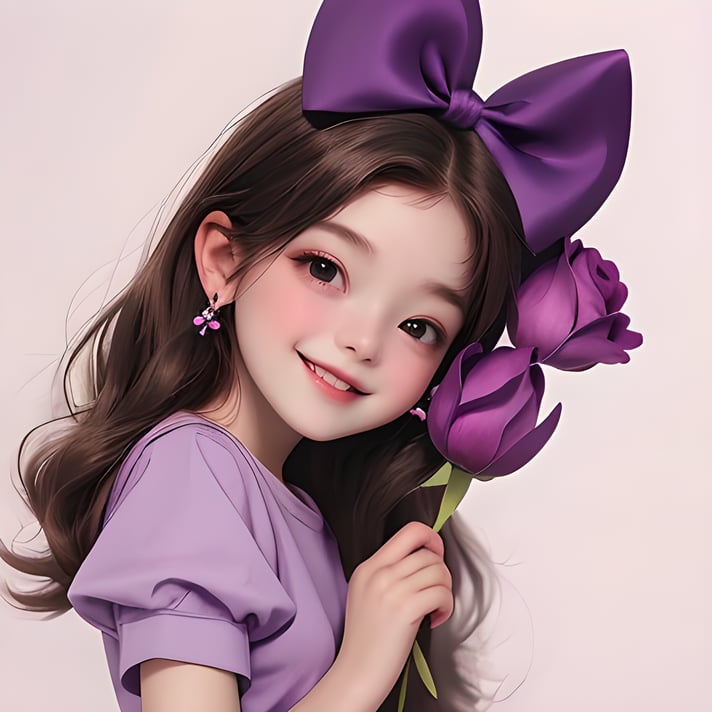 A girl,  lovely,  purple bow by 青柠 on Tensor.Art
