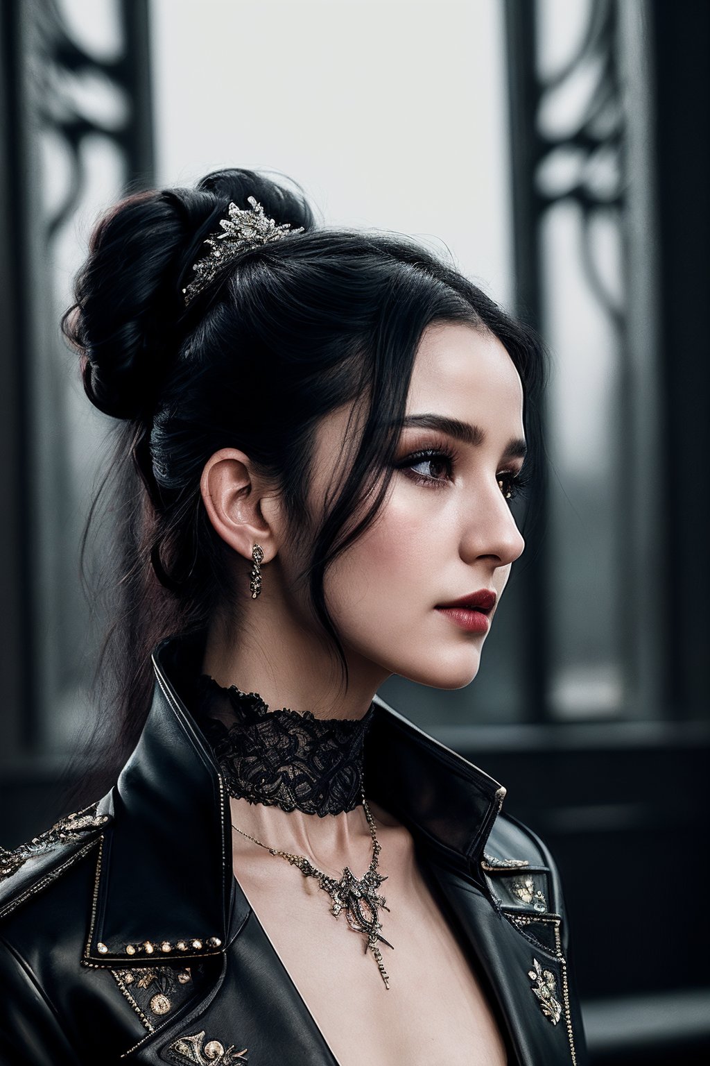 VG09_SoloTI_v1,  (In a dark,  Gothic ensemble with leather and metal accents by Solo on Tensor.Art