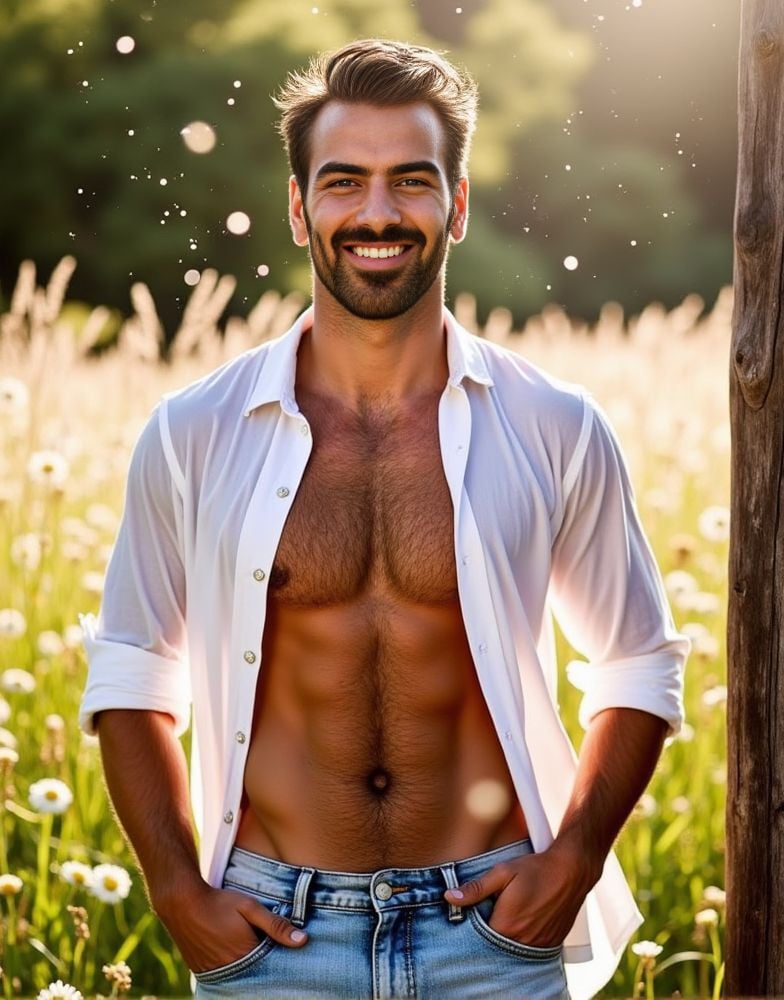 Nyle Dimarco ,  hairy chests and abs,  multiple pose positions by HottiesnHotties on Tensor.Art
