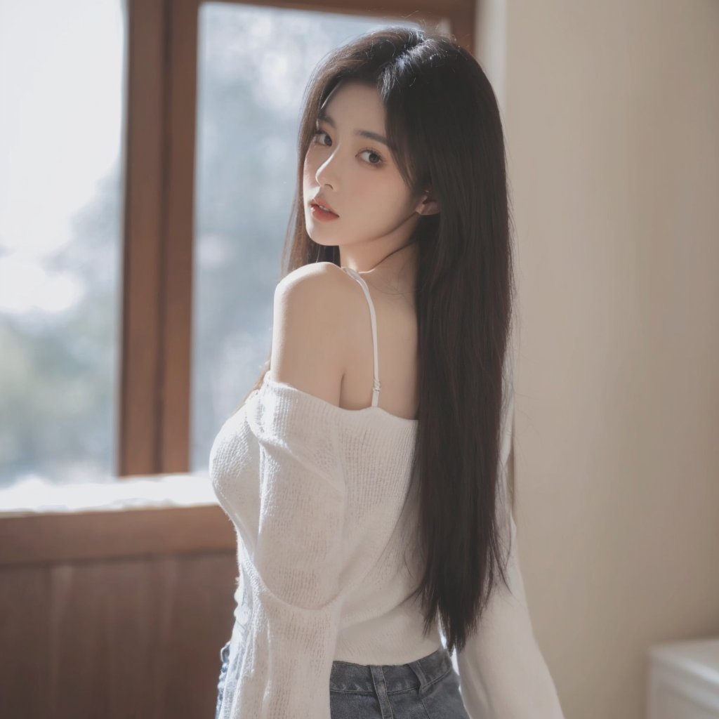 1girl,  arms_behind_back,  bare_shoulders by pass写实 on Tensor.Art