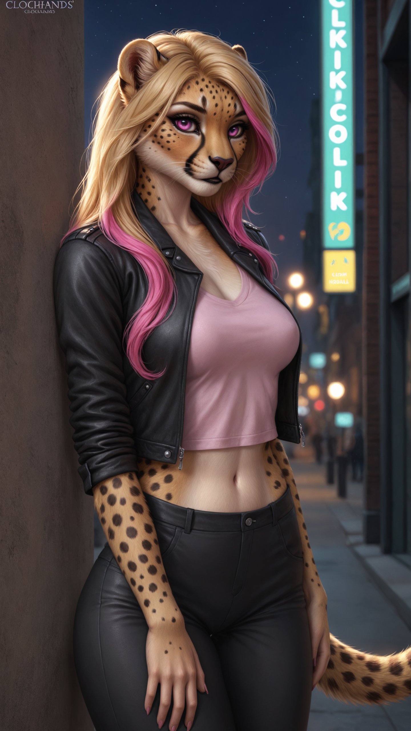 female,  blonde hair with pink highlights, by miaomiao on Tensor.Art