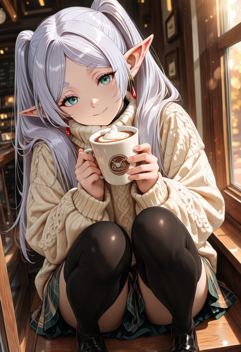 Frieren,  1girl,  long silver hair by poron on Tensor.Art