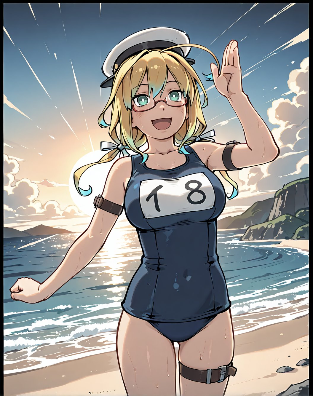 i-8 \(kancolle\),  beach,  happy by BigGuss  on Tensor.Art