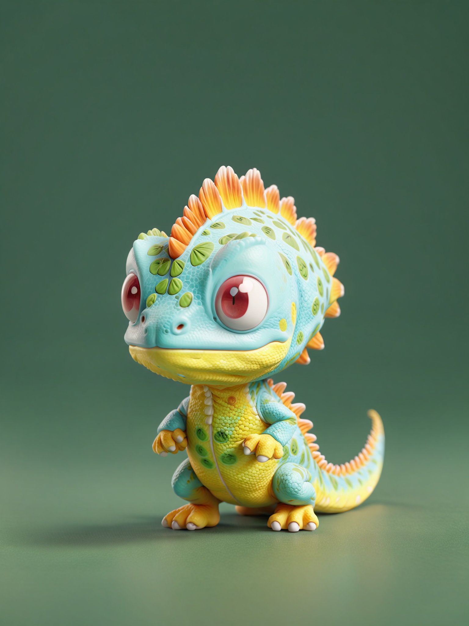 fnk,blind box,chibi,A cute Kawaii tiny hyper realistic chameleon with a plain background. wide angle full body, 8k, Cinematography, photorealistic,epic composition Unreal Engine,Cinematic, Color Grading, Portrait Photography,Ultra-Wide Angle, Depth of Field, hyper detailed.