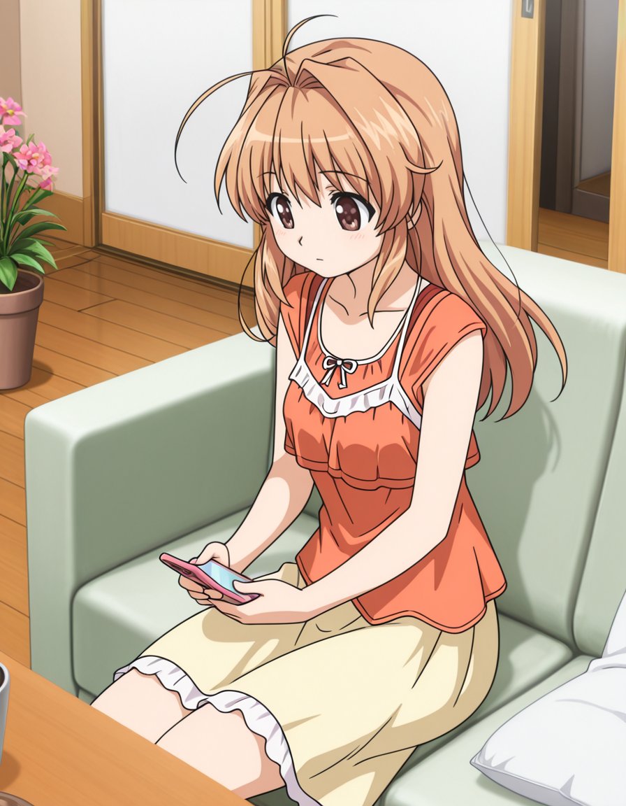 1girl,  sitting on sofa,  holding phone by soralz on Tensor.Art