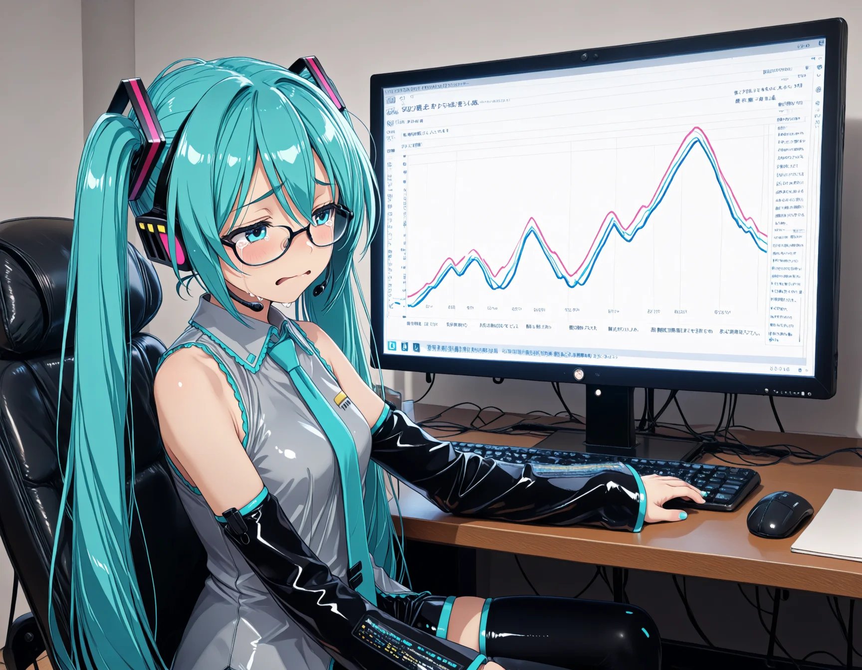1girl,  hatsune miku,  glasses by miaomiao on Tensor.Art