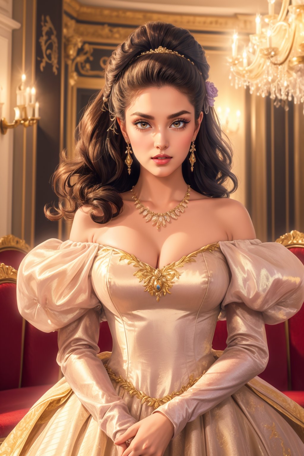 adult beautiful tall woman,  (voluminous puffy sleeves shoulders off-shoulder) ,  solo by miaomiao on Tensor.Art