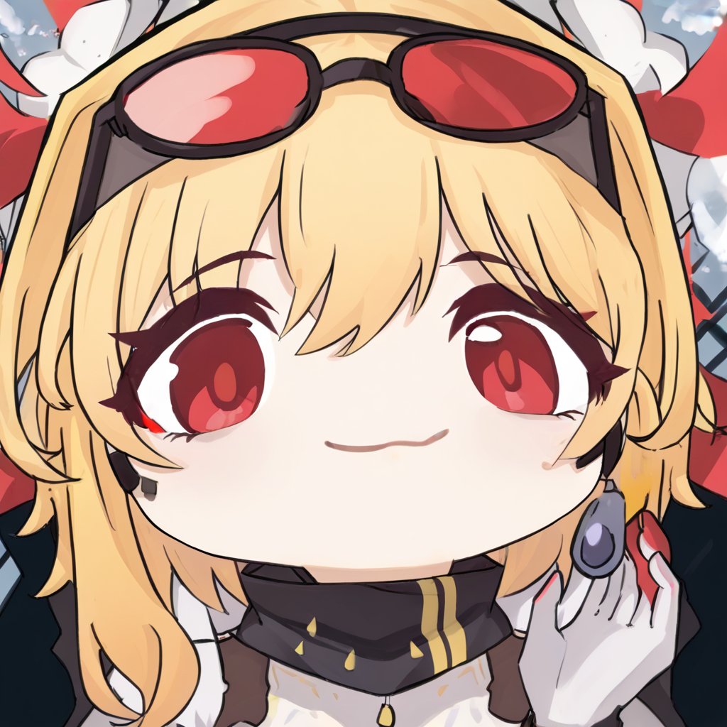 close_up, score_9, source_anime,  1girl, ba_chibi ,<lora:Blue Archive Chibi Meme Pony:1>    <lora:Kaela_Hololive_ID_Pony_r1:1> KaelaPony, red eyes, eyewear on head, blonde hair, gloves, white dress, 