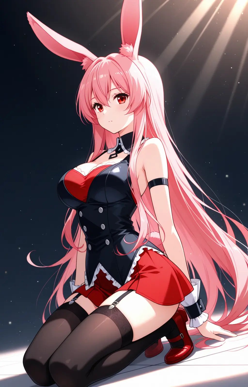pc-kurousagi,  red eyes,  long hair by reprinter on Tensor.Art