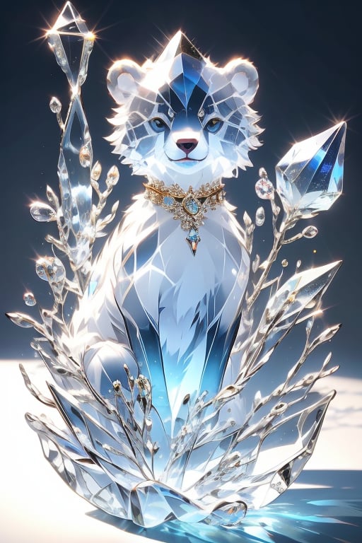 elegant and minimalist,<lora:kong_细节2222:0.5>,glass texture,white transparent,<lora:kong_玻璃水晶质感-000010:0.7>,transparent crystal,bear,