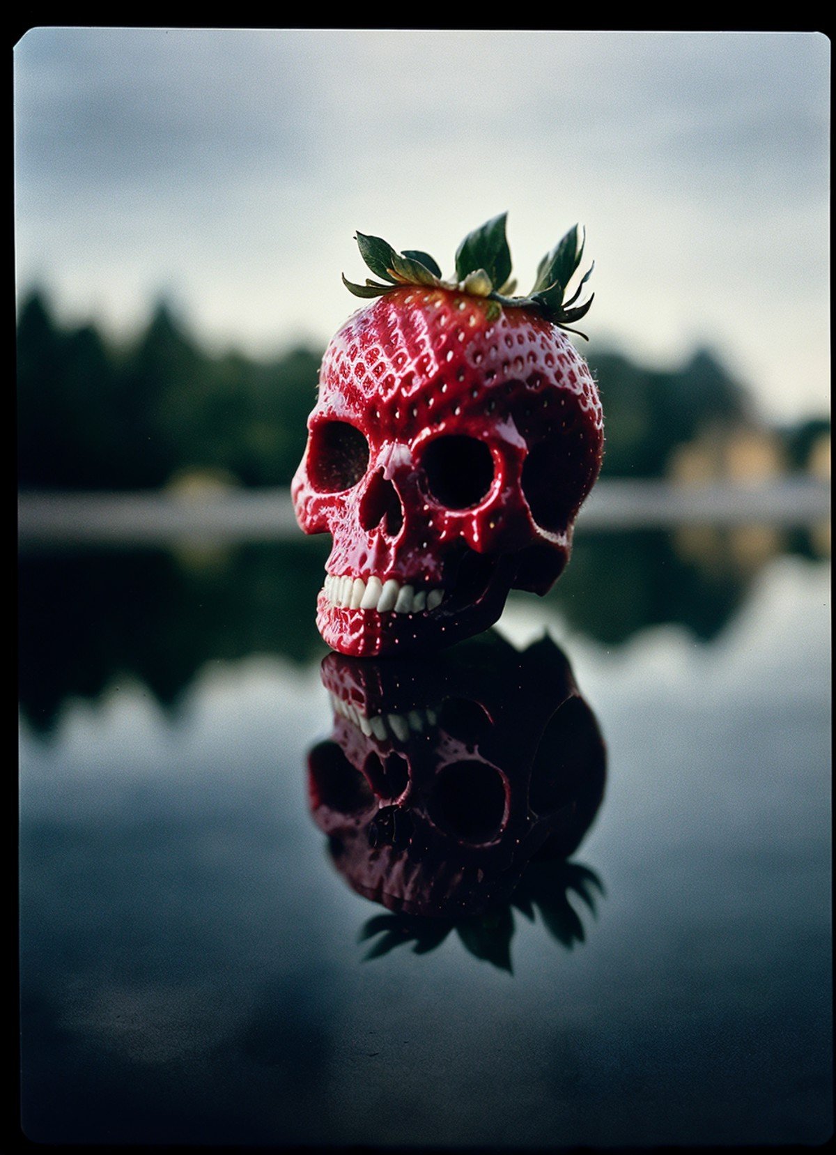 (close up,  delicious strawberry death skull,  very detailed scenery by iiibax on Tensor.Art
