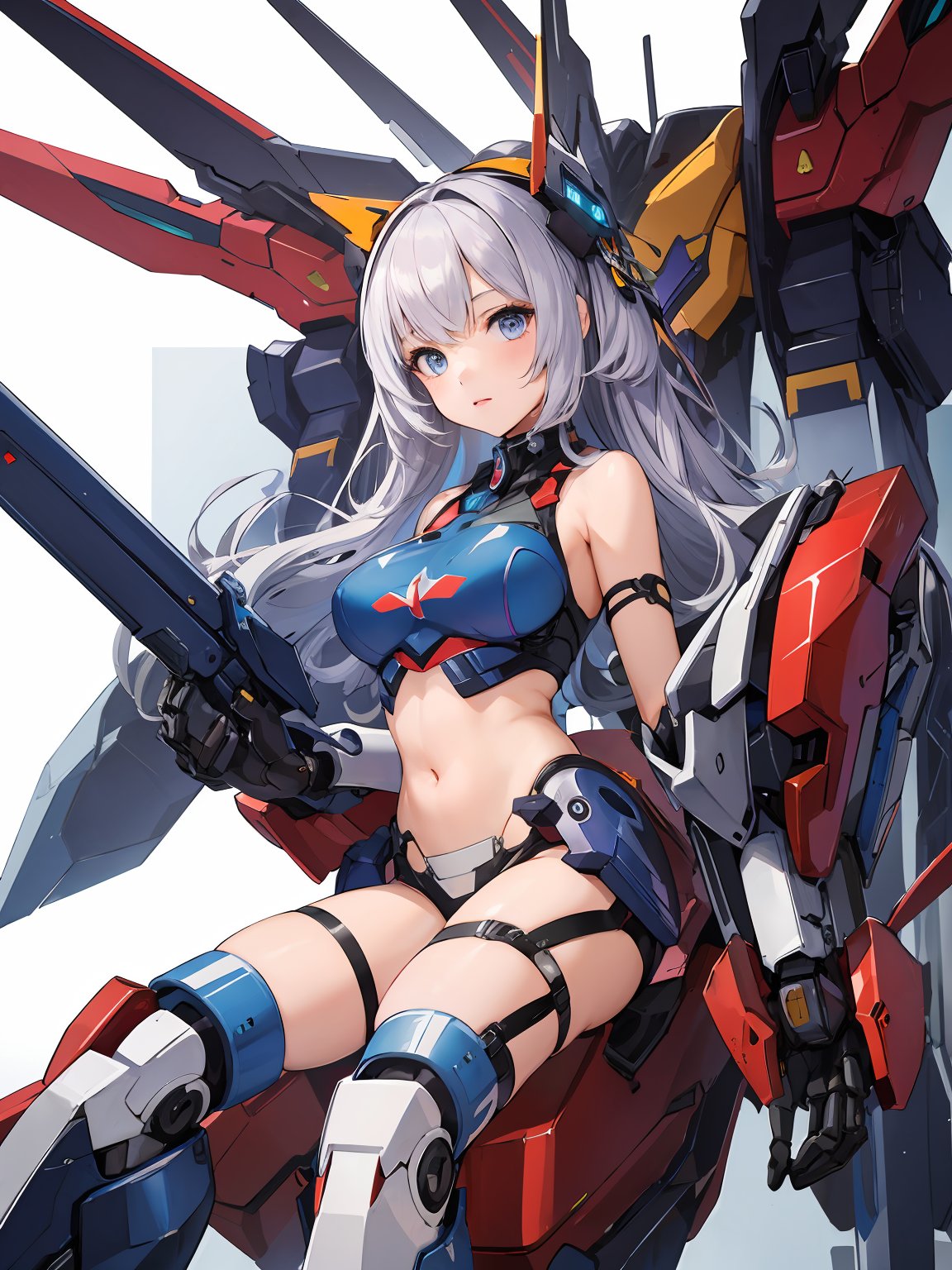 1girl,(((mecha))),cutout above navel,