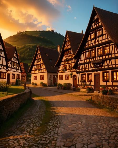 best quality,masterpiece,highly detailed,ultra-detailed, <lora:neg4all_bdsqlsz_V3.5:-1>, (medieval  Germany village:1.3), scenery,  <lora:German_architecture_last:1>, cinematic still . emotional, harmonious, vignette, highly detailed, high budget, bokeh, cinemascope, moody, epic, gorgeous, film grain, grainy, breathtaking ,award-winning photo, professional, highly detailed