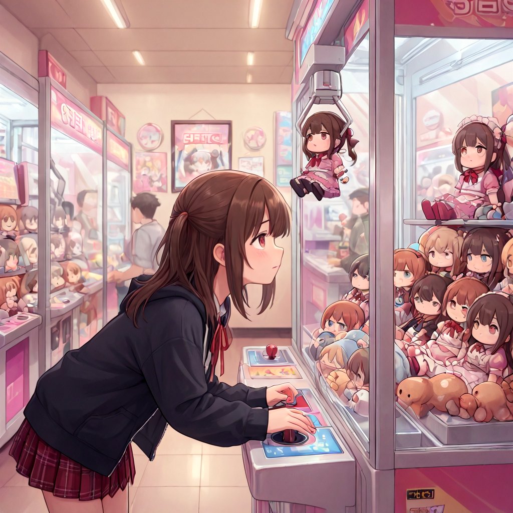 crane game,  1girl,  hanging doll by yy on Tensor.Art