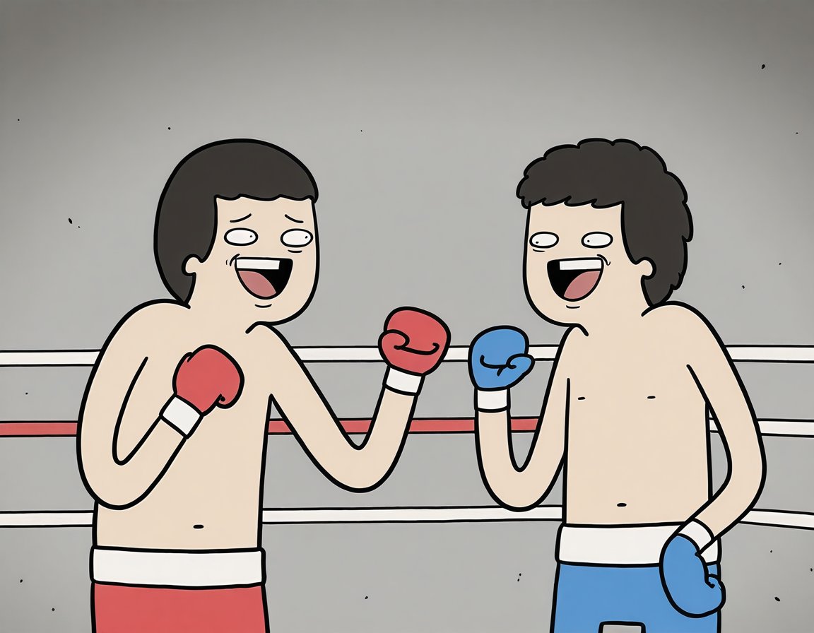 drawn in t4h1l4l4ts comic style,  2boys,  boxing ring by Dragon Shiryū on Tensor.Art