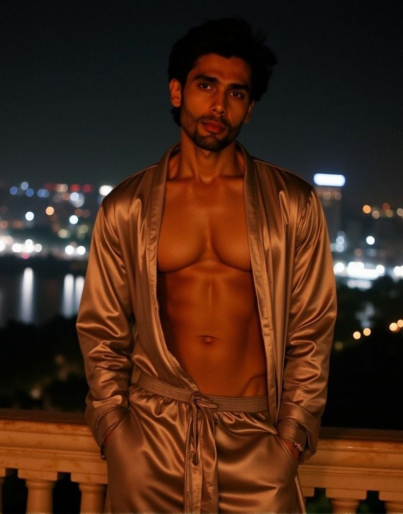 Rohit Khandelwal ,  direct eye contact,  six pack abs by HottiesnHotties on Tensor.Art