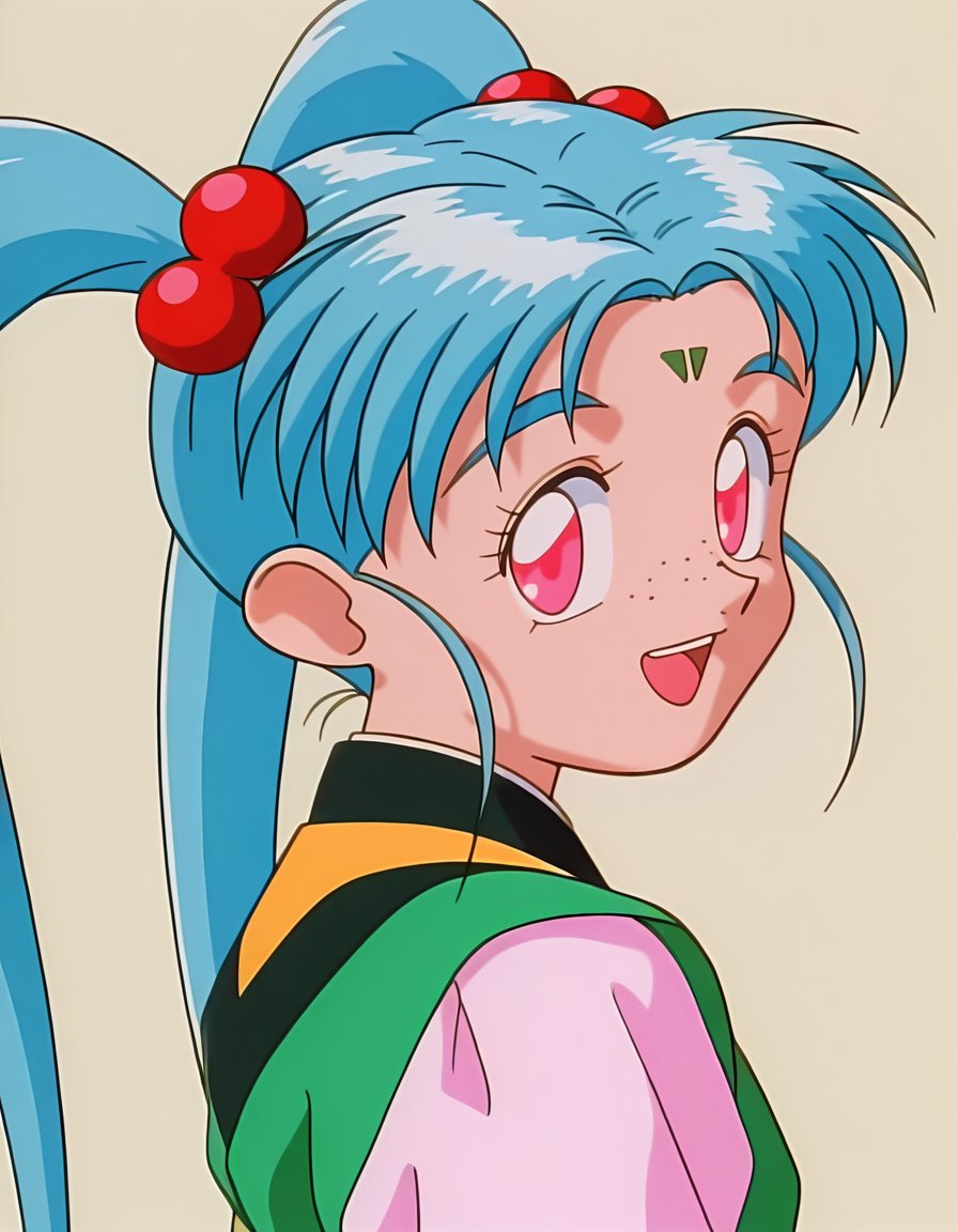 sasami,  retro artstyle,  blue hair by Wacky Taco 43 on Tensor.Art