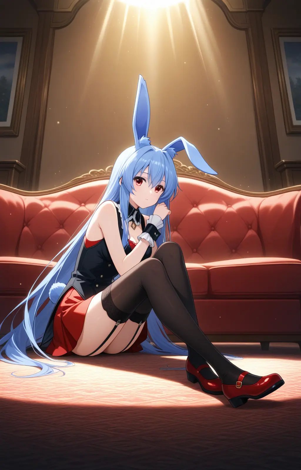 pc-kurousagi,  red eyes,  long hair by reprinter on Tensor.Art