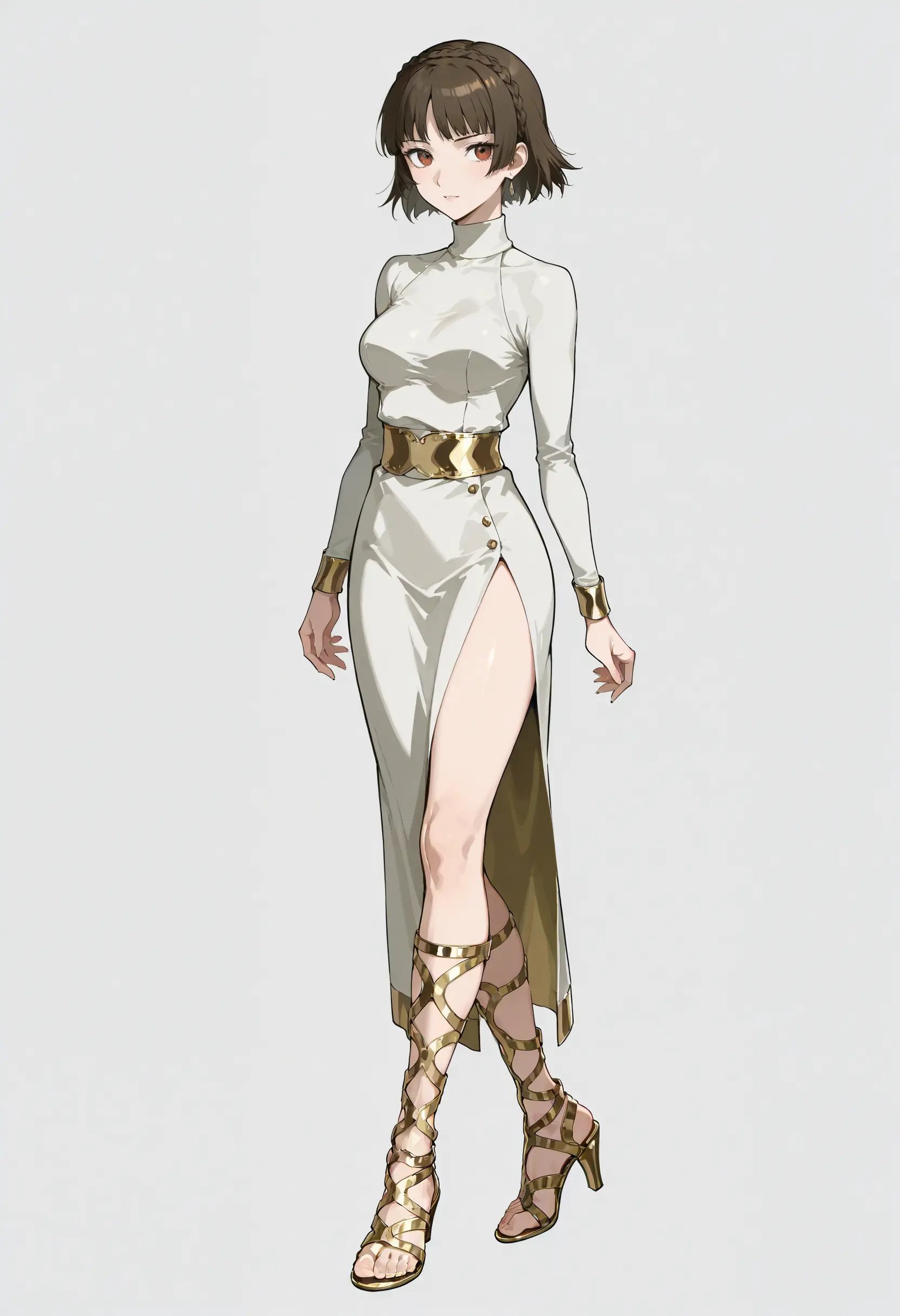 solo,  1girl,  gold strappy heels by reprinter on Tensor.Art
