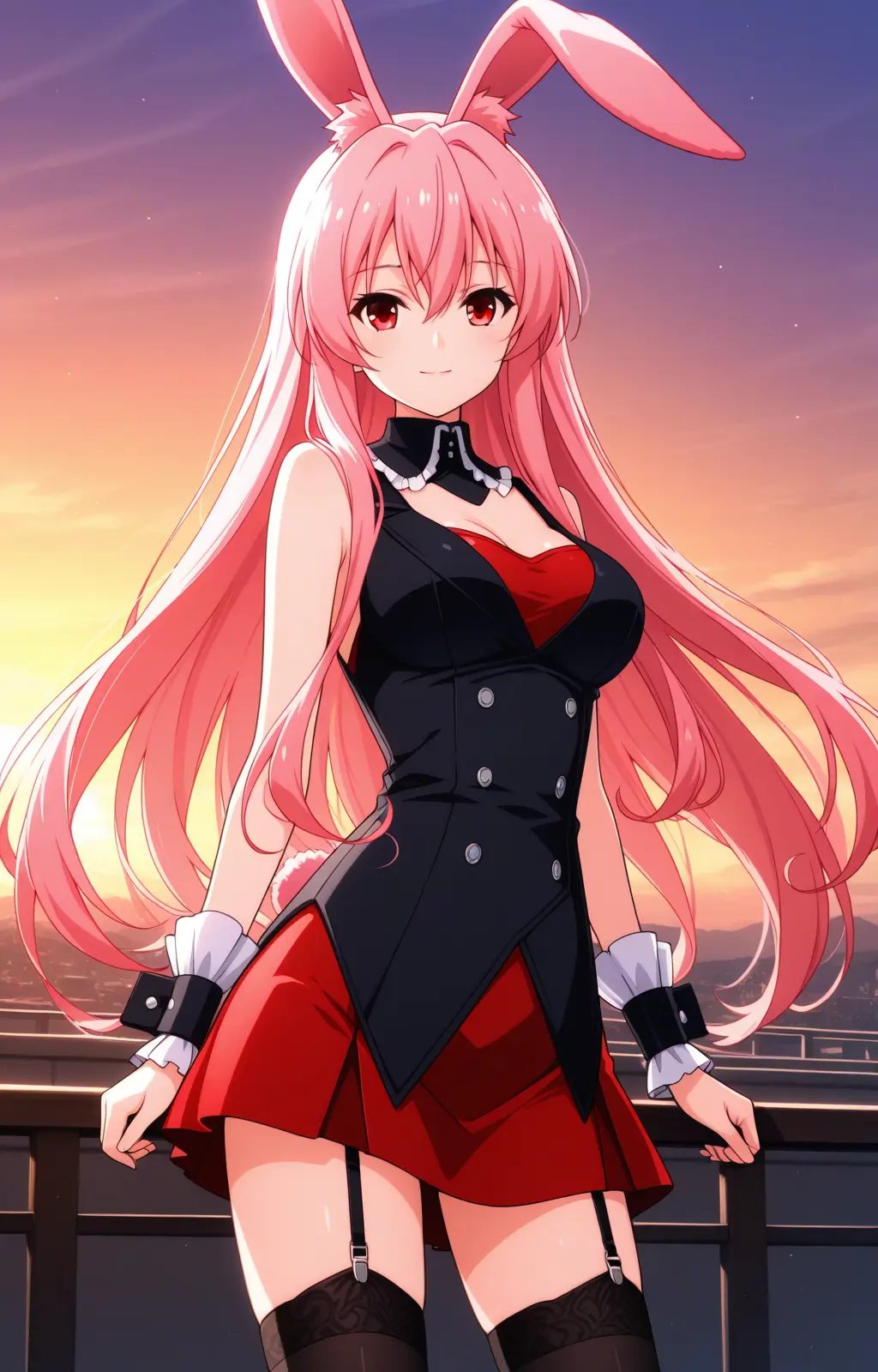 pc-kurousagi,  red eyes,  long hair by reprinter on Tensor.Art